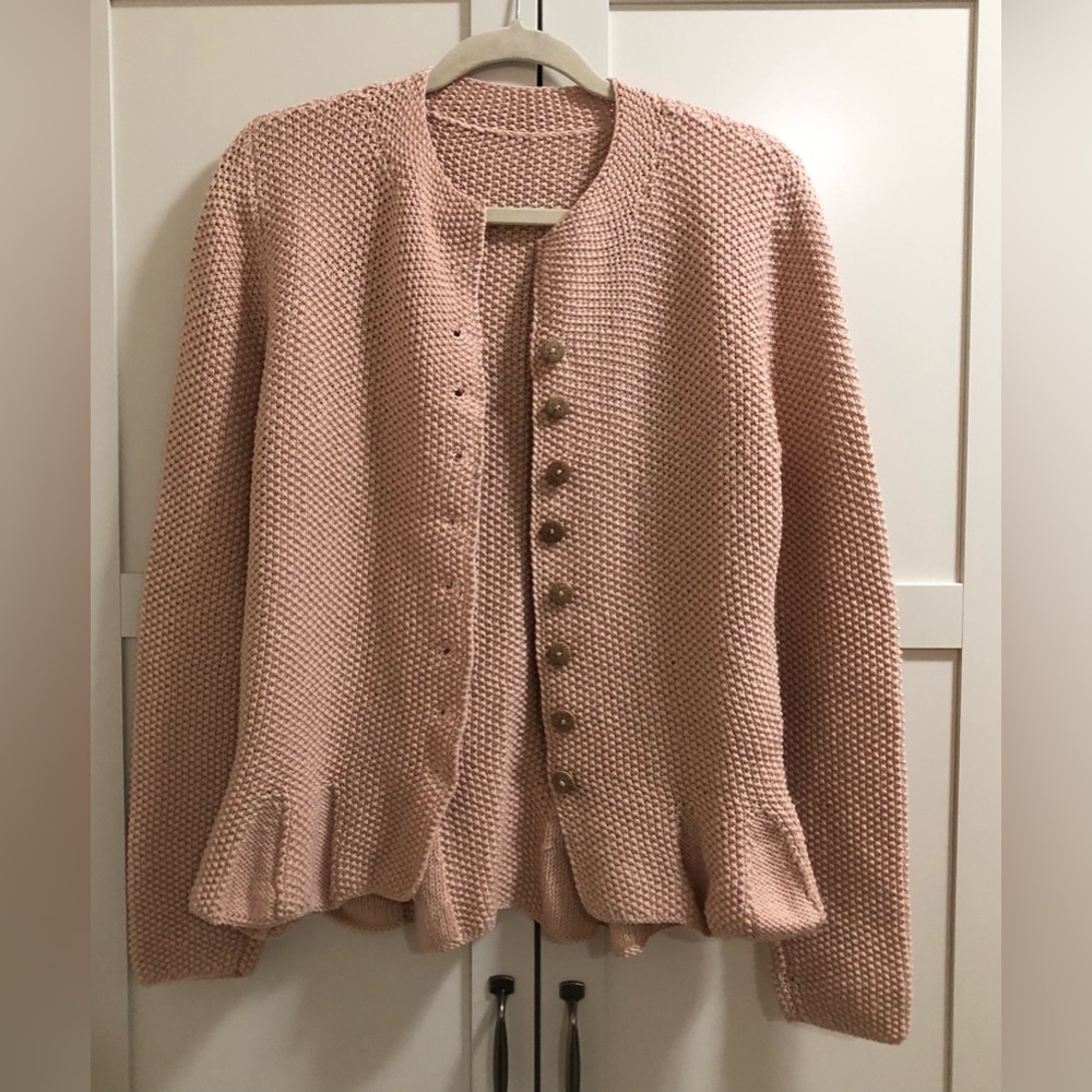 Light Pink Knit Sweater, Cardigan, Button up EUC